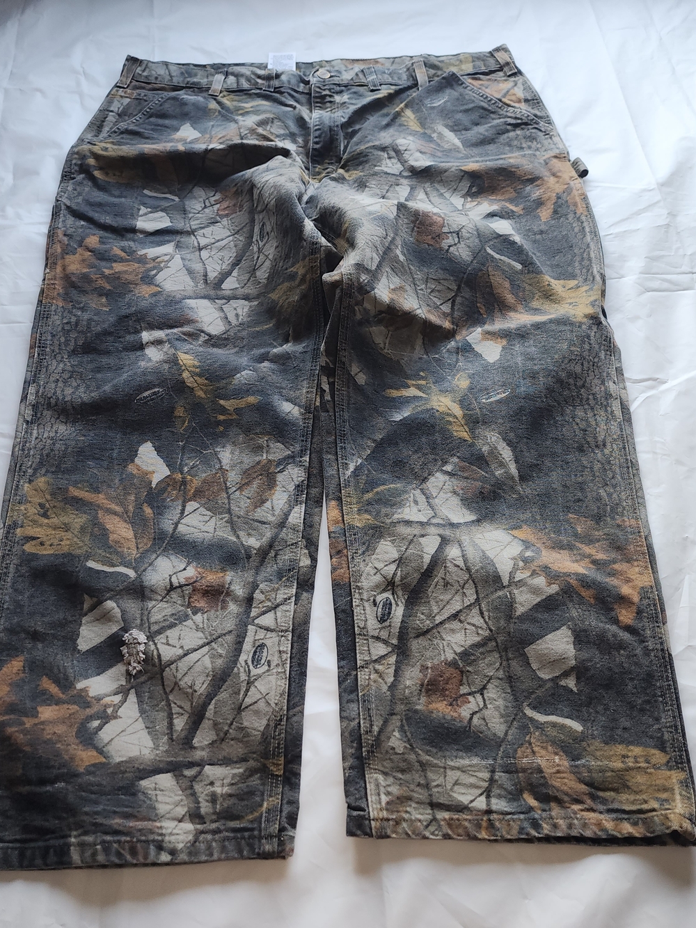 VTG CARHARTT REALTREE MEN'S CAMO HUNTING CANVAS CARPENTER PANTS SIZE 44W / 30L